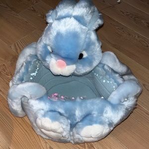 Plush Blue Bunny Easter Basket SO CUTE!! See video Large and fluffy!